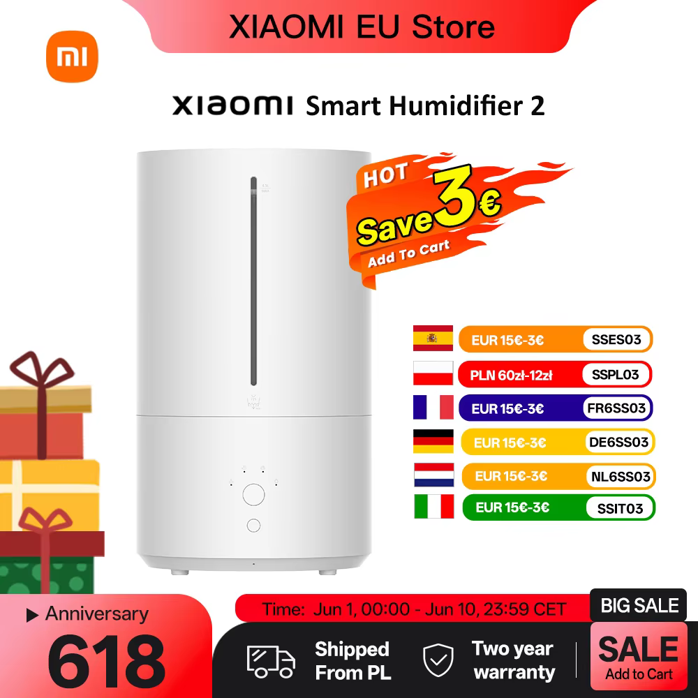Xiaomi Smart Humidifier 2 Upgraded 4.5L Smart Humidifier UV-C Light Air Purifier Auto Mode Quiet for Home