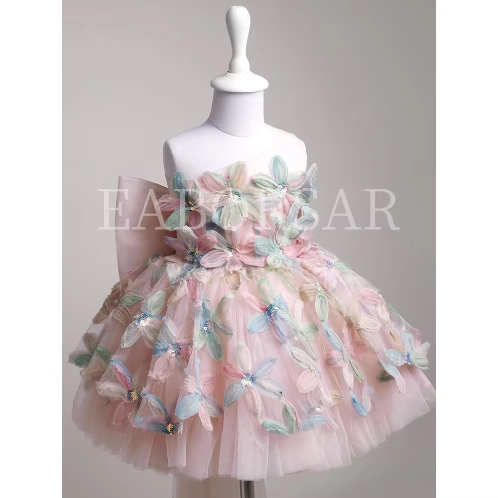 Princess Dress for Little Baby Girl Sleeveless Birthday Party Children's Clothing Flower Girl Cute Long Tail Dress 1-8 Years Old