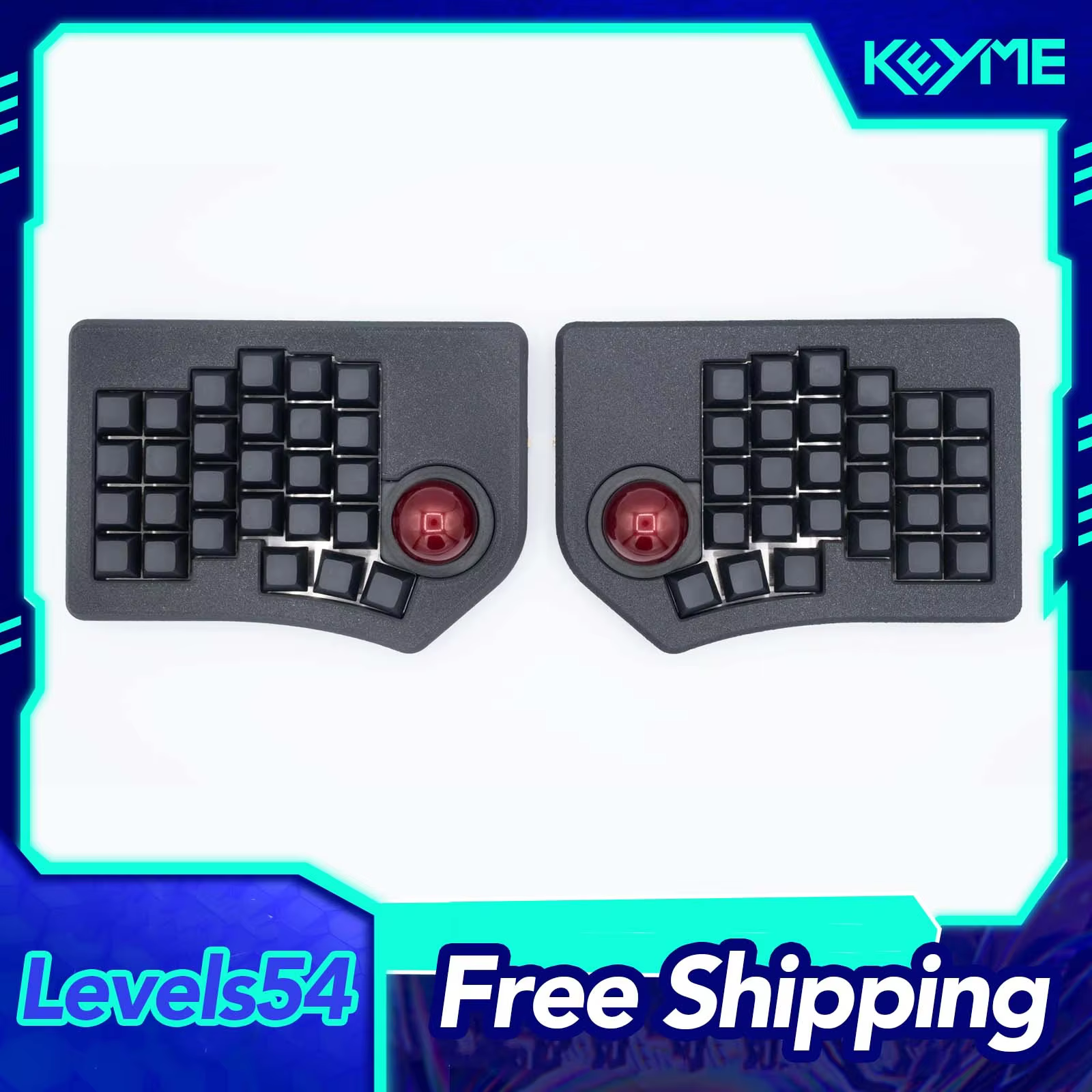 Levels54 Wireless Split Keyboard with Dual Trackballs Hot-Swap MX Support ZMK Ergonomics Split Keyboard Kit PC Gamer Accessories