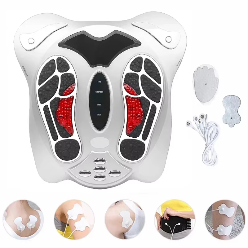 Electric Foot Massager Far Infrared Pressure Points Foot Massage Machine Reflexology Feet Care Body Slimming Belt 8 EMS Pads