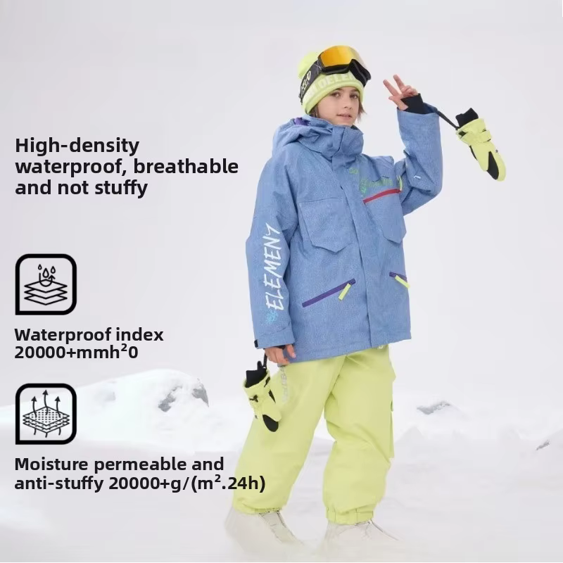 Genuine Children's Ski Suit Set, Warm Waterproof Single and Double Board Outdoor Sports Equipment Jacket