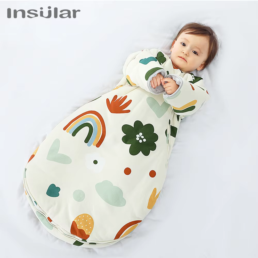 INSULAR Baby Thickened Sleeping Bags Infant Anti-kicking Sleep sacks Stroller Swaddle Blankets Zipper Detachable Sleeve Winter