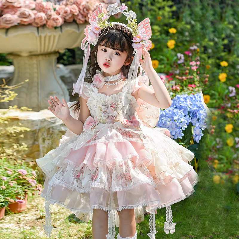 Girls' Lolita princess dress 2025 new children's fashionable foreign-looking dress summer dress girls skirt thin