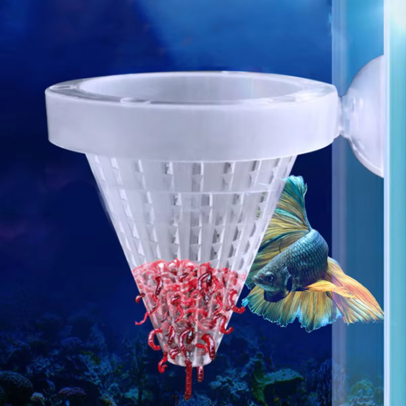 2 pièces, nouveau distributeur automatique avec ventouse en plastique pour aquarium, alimentation des vers rouges, réservoir à poissons, cône, nourriture vivante, panier conique