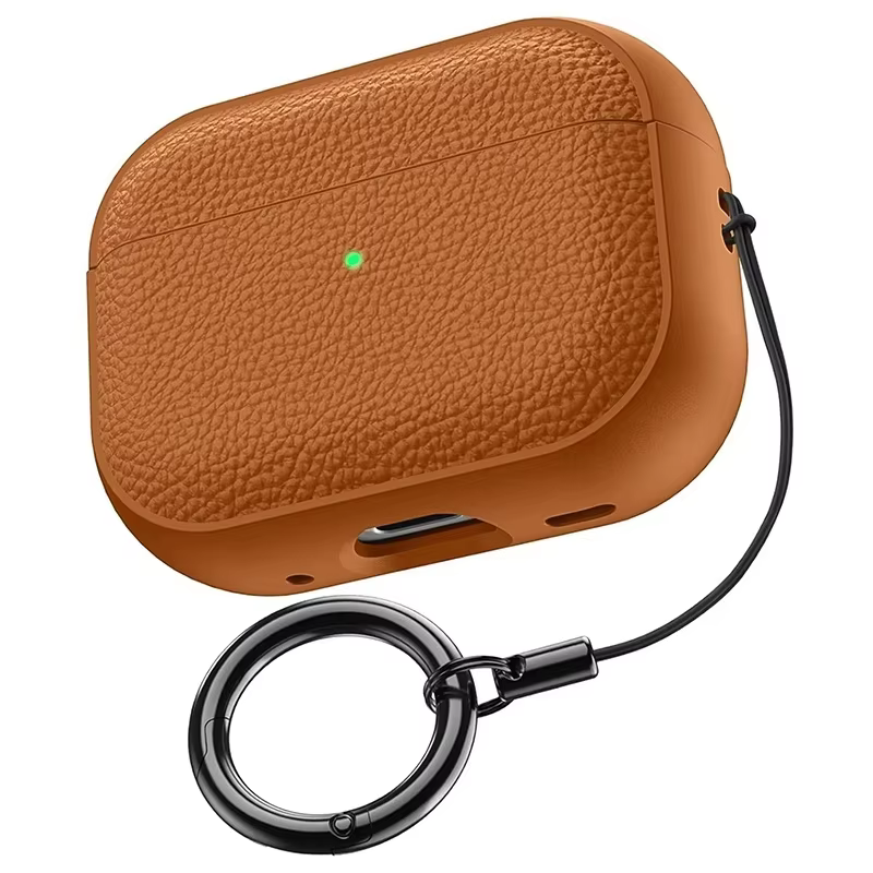 Leder-Textur-Hülle für Apple Airpods 1, 2, 3, 4, Airpods Pro 2, 1, kabellose Bluetooth-Kopfhörer-Schutzhülle mit Anti-Verlust-Haken