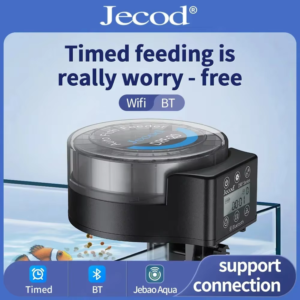 Distributeur automatique de nourriture pour poissons Jebao Jecod DRF15/DRF20, télécommande, dosage programmé, grande capacité, pour aquarium