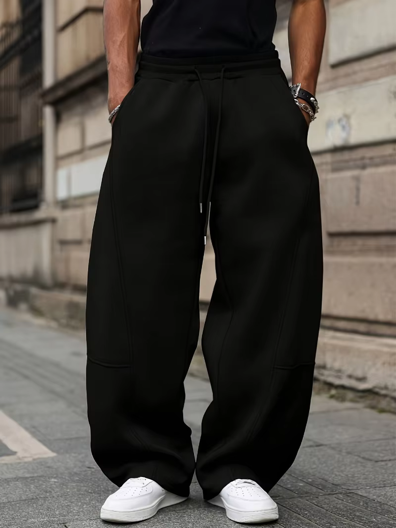 Men's Loose Wide-Leg Pants, Spring/Autumn Casual Long Trousers, American Street Trendy Versatile Style