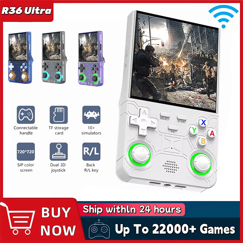 R36 Ultra Handheld WIFI Game Player 4 Inch IPS Screen Open Source Retro Video Player 64G/128G Memory up to 20000+ Games R36Ultra