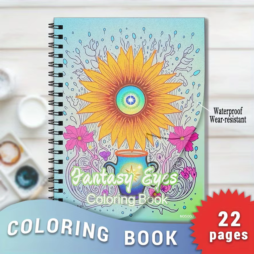 Fantasy Eyes Coloring Book - 8.3×11.2 Inches, 22 Pages. Great for Imaginative Relaxation, Whimsical Doodling, Holiday Gifts