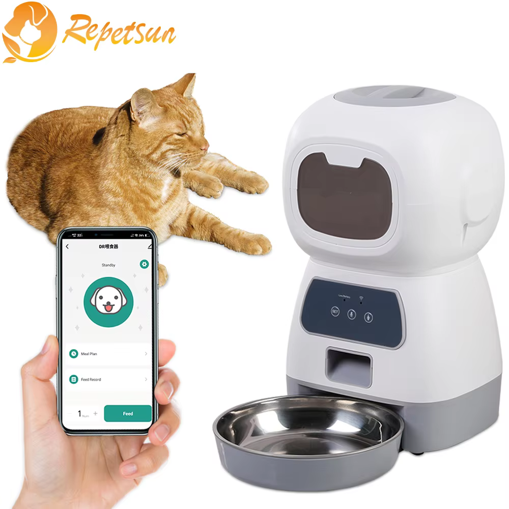 Alimentador automático para animais de estimação, 3,5l, wi-fi, redemoinho inteligente, alimentador lento para cães com gravador de voz, temporização de grande capacidade, dispensador de comida para ga