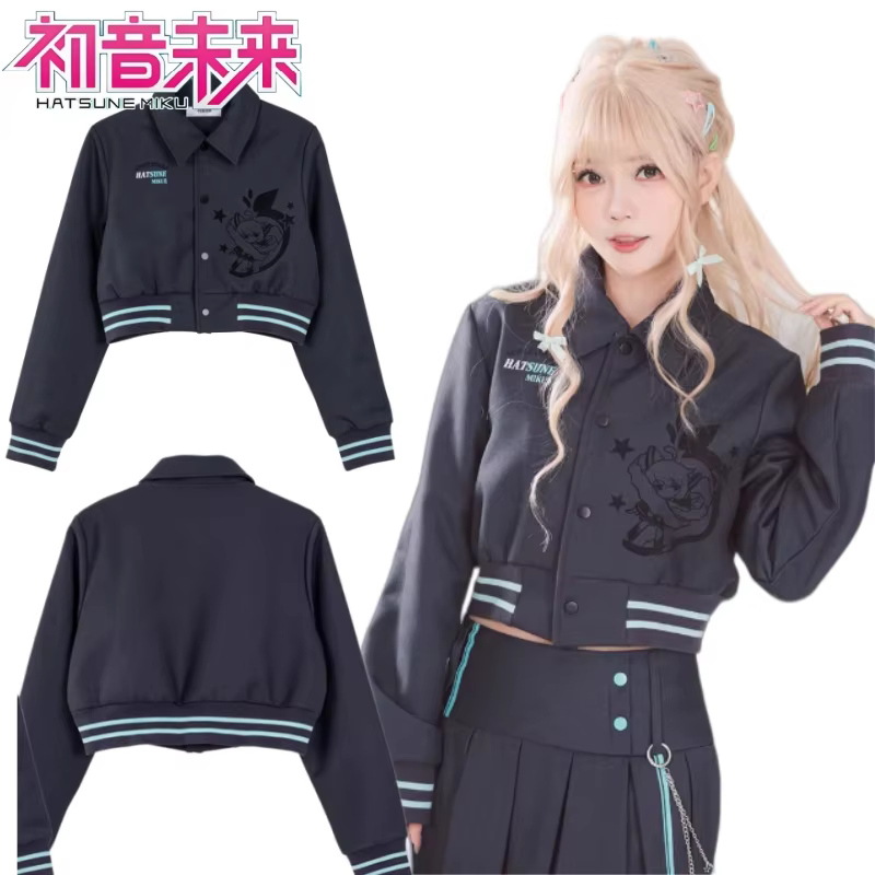 Hatsune Miku Lapel Coat Cartoon Hatsune Miku Jacket Short Top Anime Merchandise Casual Fashion Holiday Gift Co-branded Edition