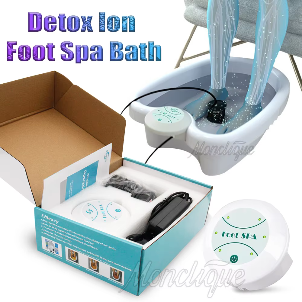 Foot Detox Machine Electric Mini Ion Foot Spa Bath Massager FootBath Cleanse Footspa Vibration Care Arrays Aqua Health Therapy