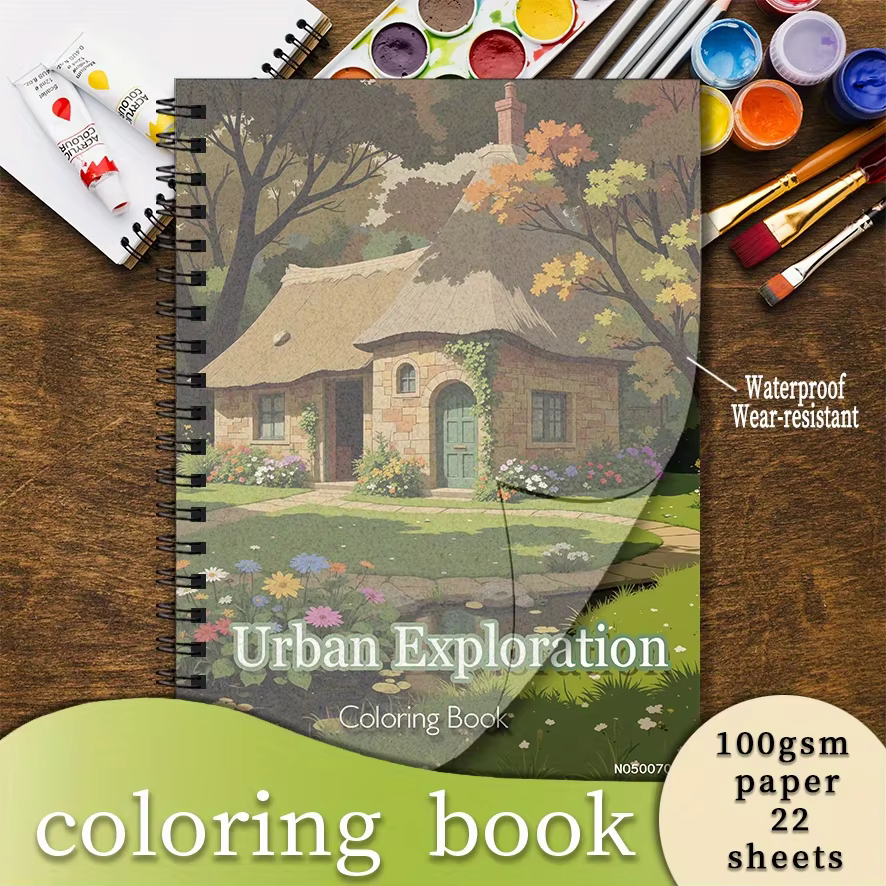 Urban Exploration Coloring Book - 8.3×11.2 Inches, 22 Pages. Great for Discovery - inspired Relaxation, Detailed Doodling,