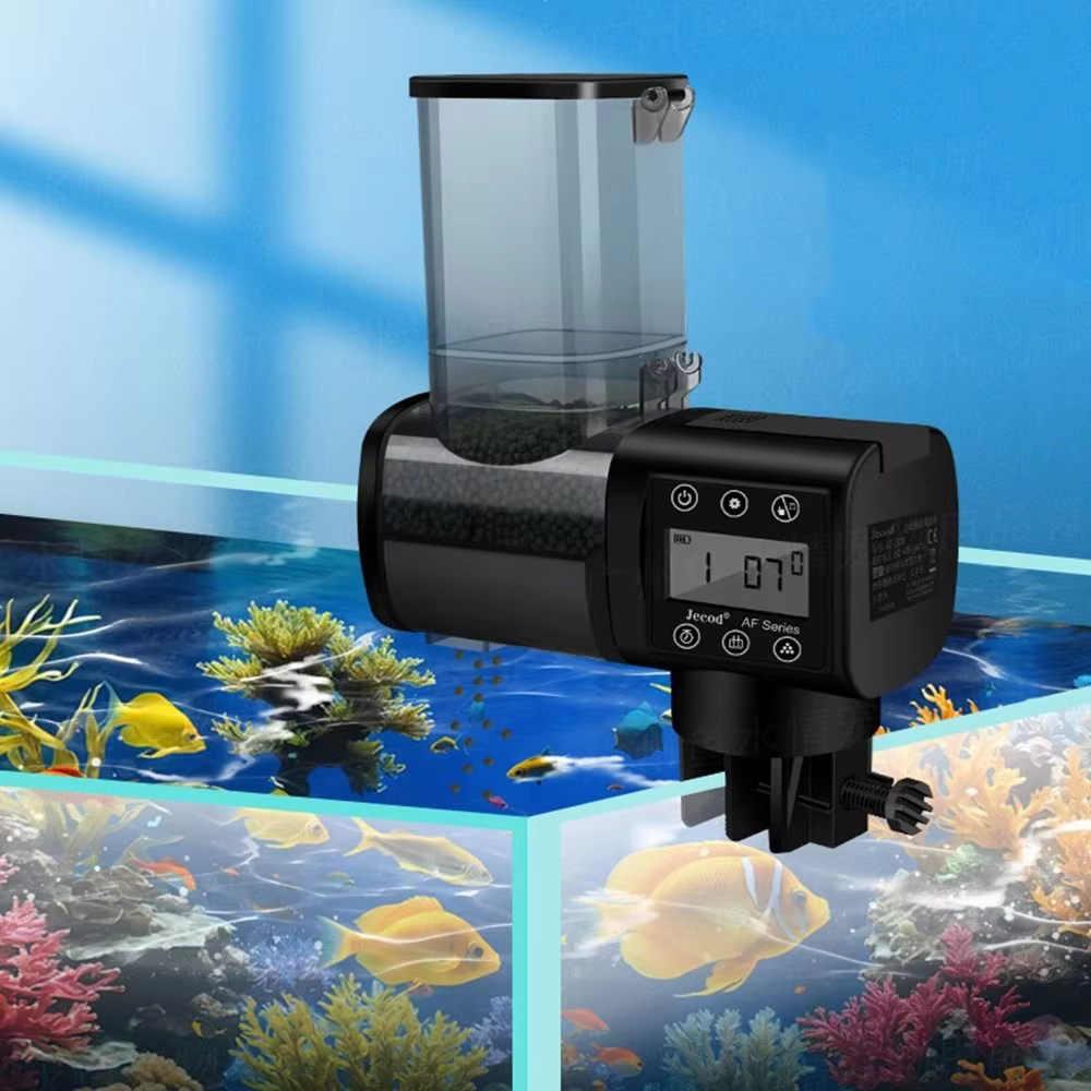 Alimentador de tanque de peixes 250ml/500m, tela de exibição digital, temporizador ajustável, dispensador automático de alimentos para peixes, display lcd, alimentador automático de peixes