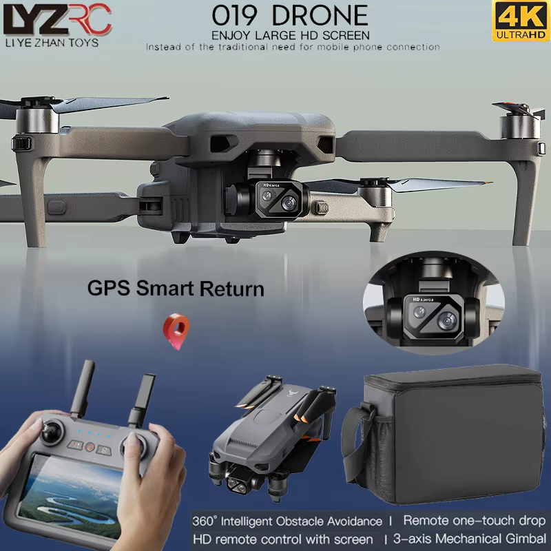 LYZRC 019 Drone 4K HD Camera With Touch Screen 3-Axis Gimbal 360° Obstacle Avoidance Brushless EIS Electronic RC Quadcopter Toys