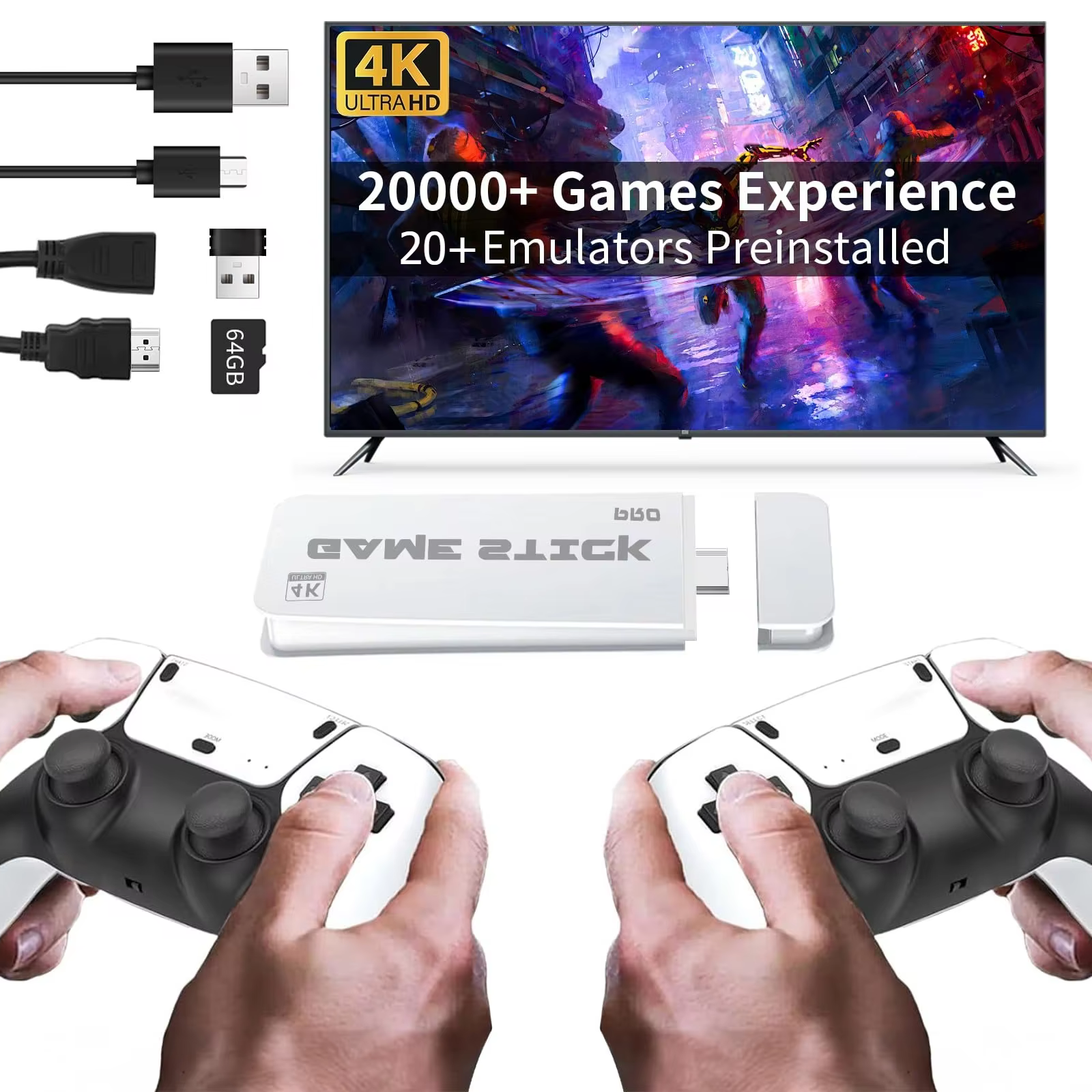 M15 Retro Video Game Console 2.4G Wireless Dual Controller TV Game Stick 20000 Classical Games Two Player Game Console