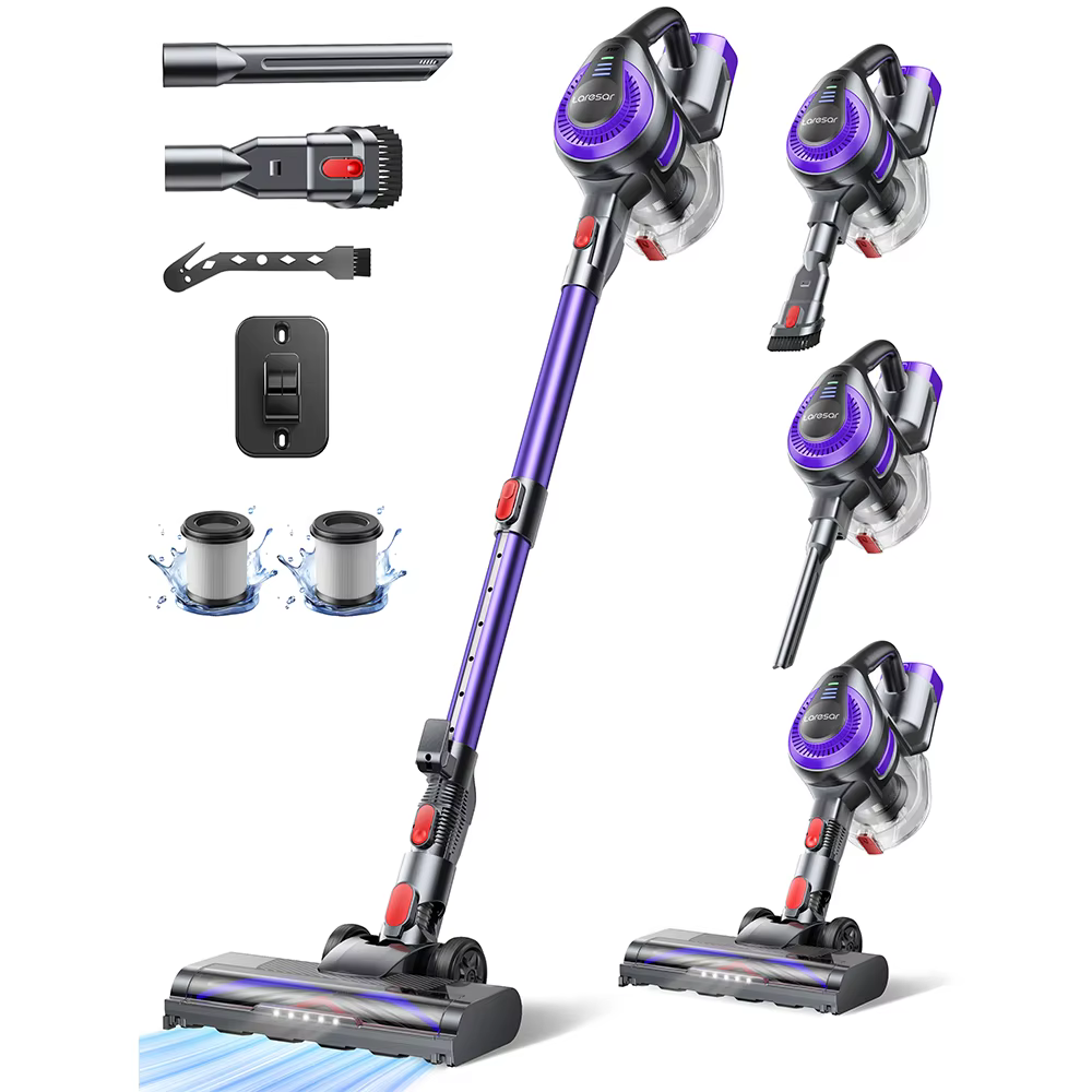 Laresar V10 Lite 38000Pa Cordless Vacuum Cleaner Handheld Strong Suction Button Smart Home Appliance for Carpets Hair 45 Mins