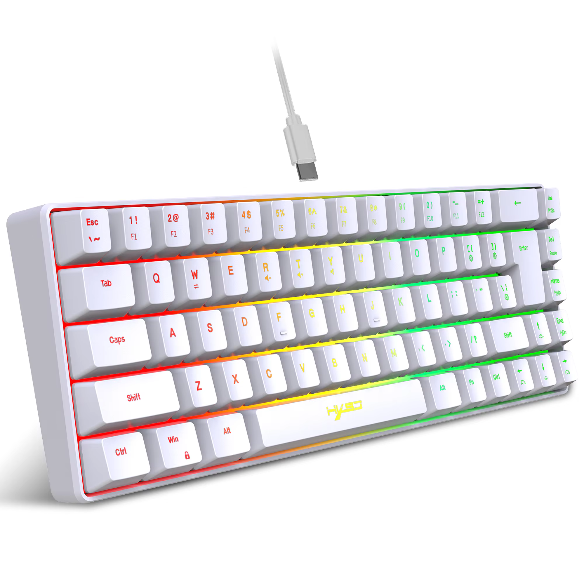 68 Keys Gaming Keyboard USB Wired Portable 20 RGB Backlight Spanish Korean Russian Keyboard for Windows Laptops Computer