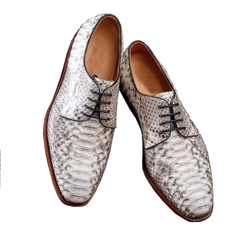 ourui  Python skin male  business  leather shoes  white  lace-up  contracted Single shoes  male men dress shoes
