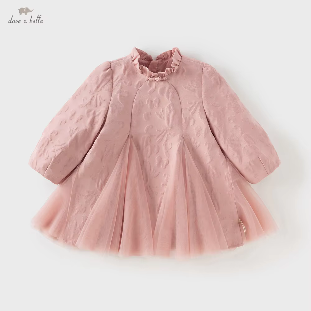 Dave Bella Autumn Girl's Dress Elegant Charm Gentle Cute Children's Princess Mesh Dress Fashion Party Outdoor DB3252712
