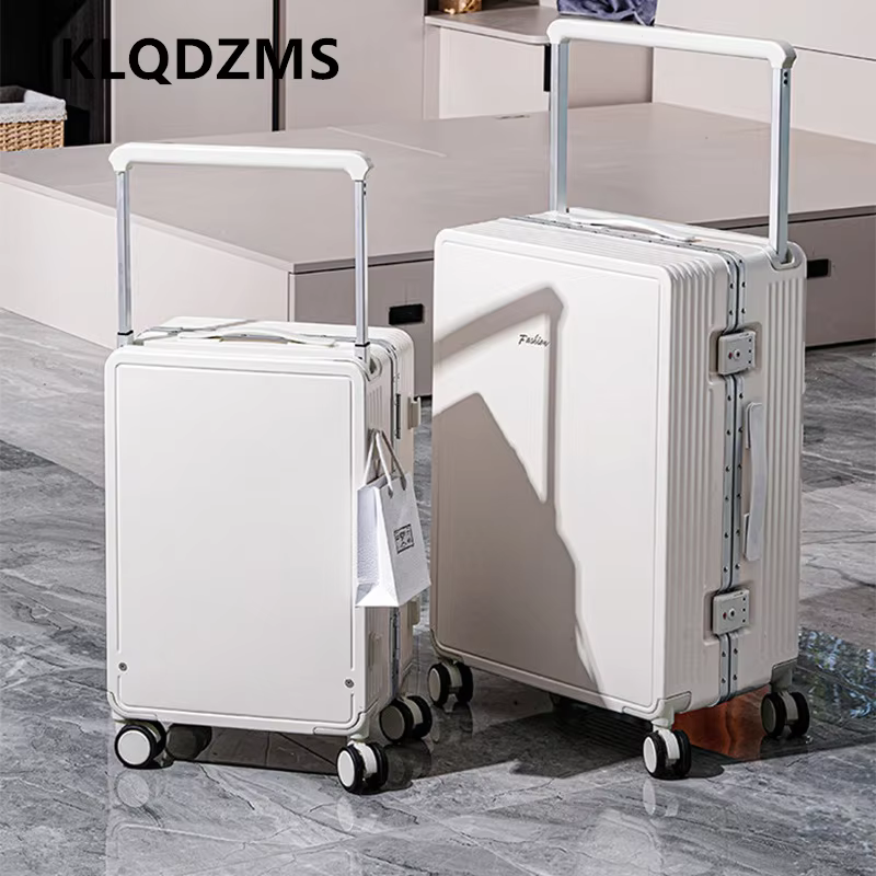 KLQDZMS Cabin Luggage Zipper Boarding Box Aluminum Frame Trolley Case 20"24"26"28 Inch Large Capacity Travel Bag Suitcase