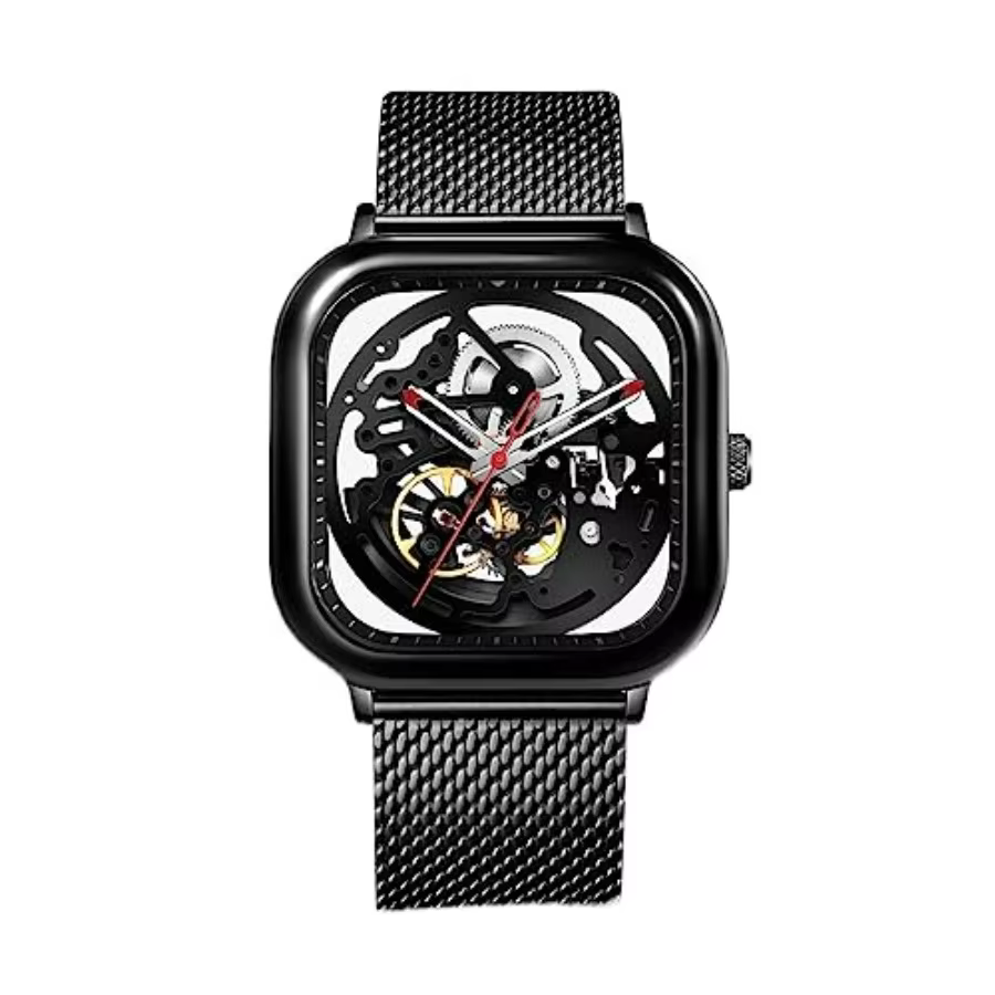 CIGA Design Automatic Mechanical Watch C Series Skeleton Analog Wrist Watch with Milanese Strap Sapphire Crystal Mirror Gifts f