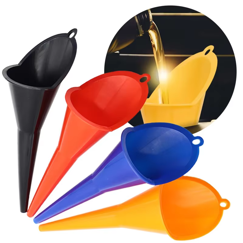 1pc Plastic Long Stem Funnel Universal Car Motorcycle Gasoline Oil Filling Tool Black Blue Red Orange Multi-color Refuel Funnels