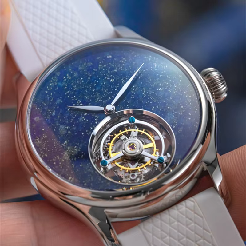 [High Frequency Coaxial] [Rock] 42mm Dress Light Luxury Business Tourbillon Manual Mechanical Watch Men