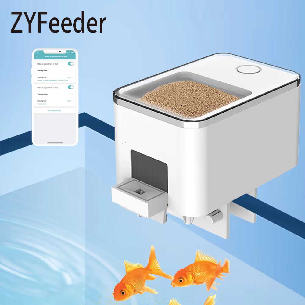 Mangeoire automatique pour poissons, Version WIFI/bouton, accessoires pour aquarium, mangeoire intelligente pour tortues pour l'alimentation du poisson (sans prise 5V 1A), 1 pièce