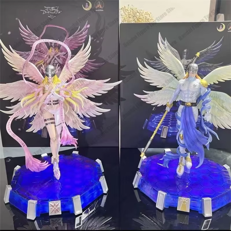 28cm Anime Digimon Adventure Figures Angewomon Angemon LED Action Figurines PVC Statue Model Collection Dolls Toys Kids Gifts