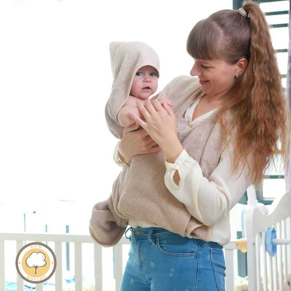 75x5CM Baby Hooded Towels Bath Towel Blanket Combed Cotton Apron Towel Bathrobe Soft Absorbent Infant Warm Wrap For Newborn