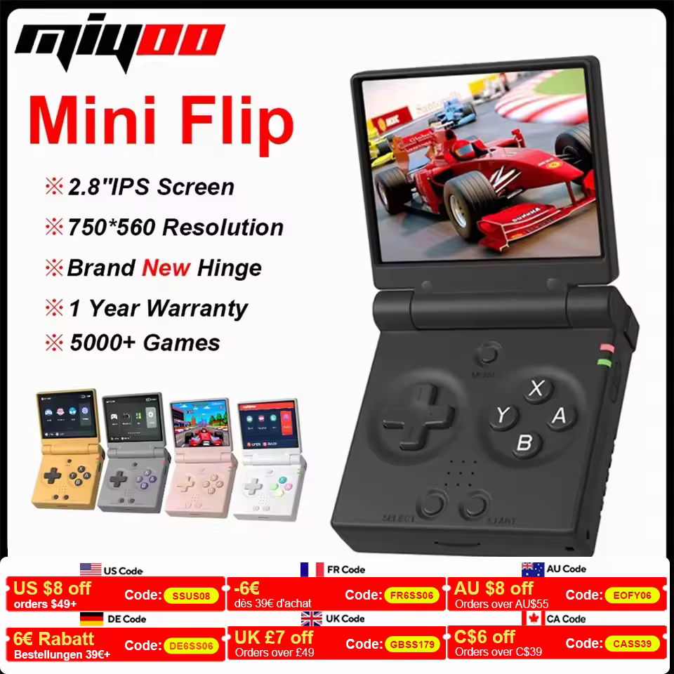 MIYOO Mini Flip Retro Handheld Game Console 2.8''IPS Screen Classic Portable Video Game Consoles Simulator Retroid Players Gift
