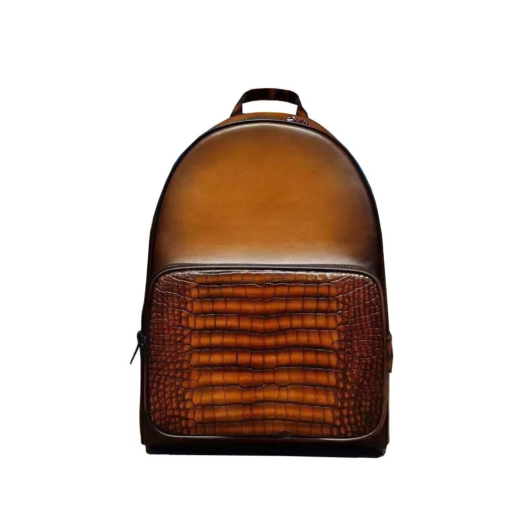 ourui new men leisure fashion men backack male crocodile bag brush color blue green brown bag