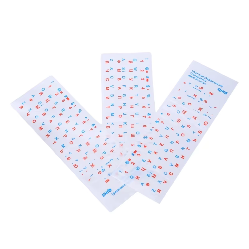 3PCS Ukraine Language Ukrainian Keyboard Sticker Black/Clear Background White/ Blue Red Letters for Universal PC Laptop