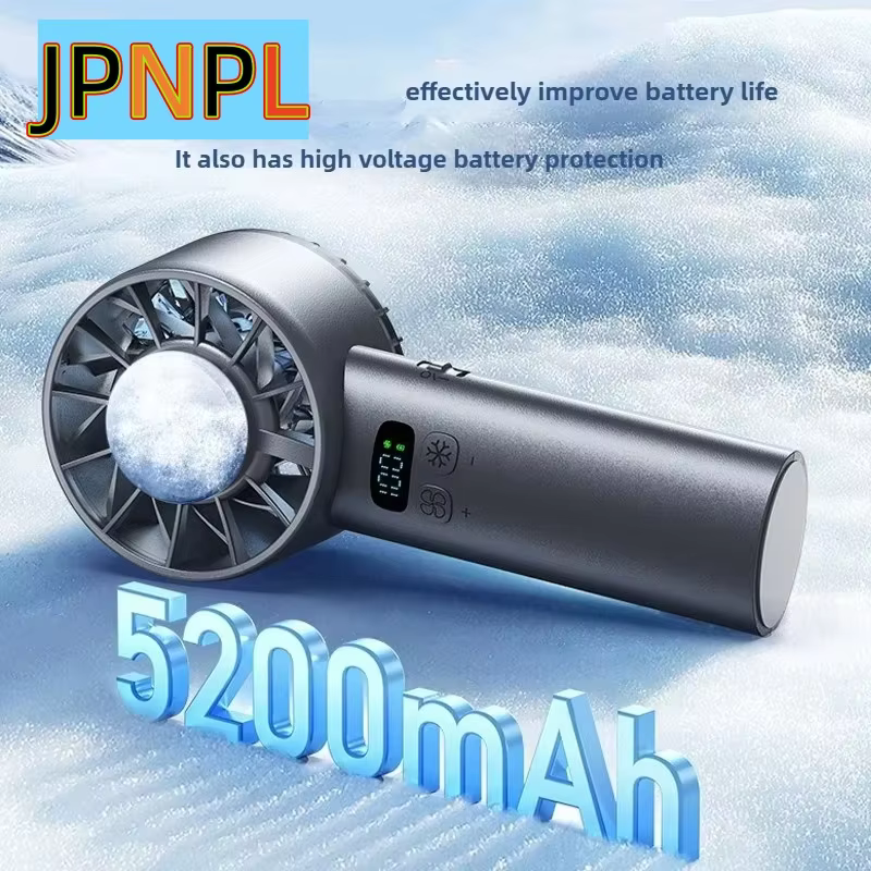 5200mah Handheld Fan Electric Hand Fans Ice Compress High-speed Cooling USB Rechargeable Portable LED Digital Display