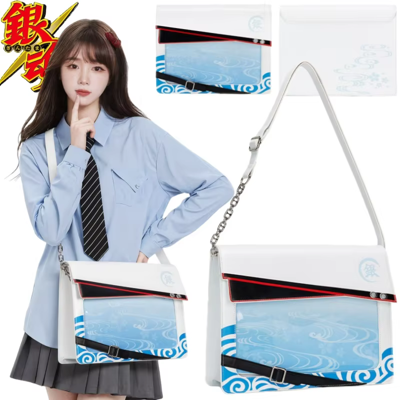 New Gintama Shoulder Bag Sakata Gintoki Itabag with Free Pin Board Anime Merchandise Large Capacity Badge Display Fashion Trend