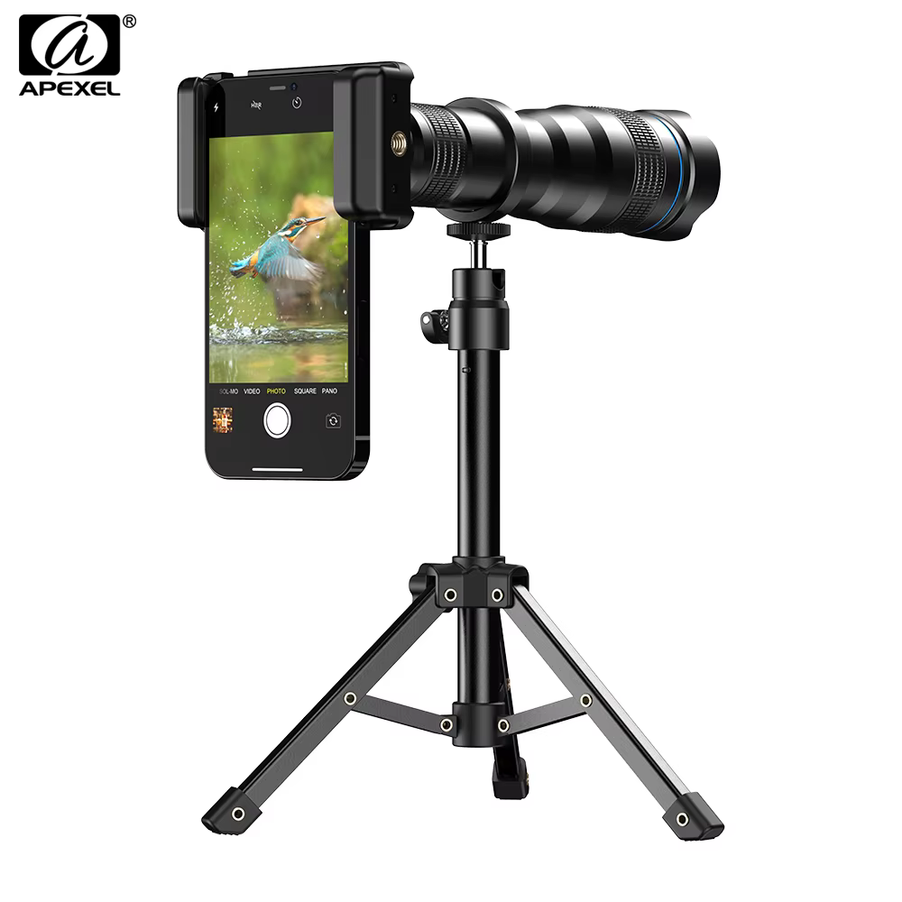 APEXEL 4K 36X Monocular Telescope Zoom Telephoto Lens for Phone with Metal Bracket Universal Clip for Shoot Birds/the Moon/Game