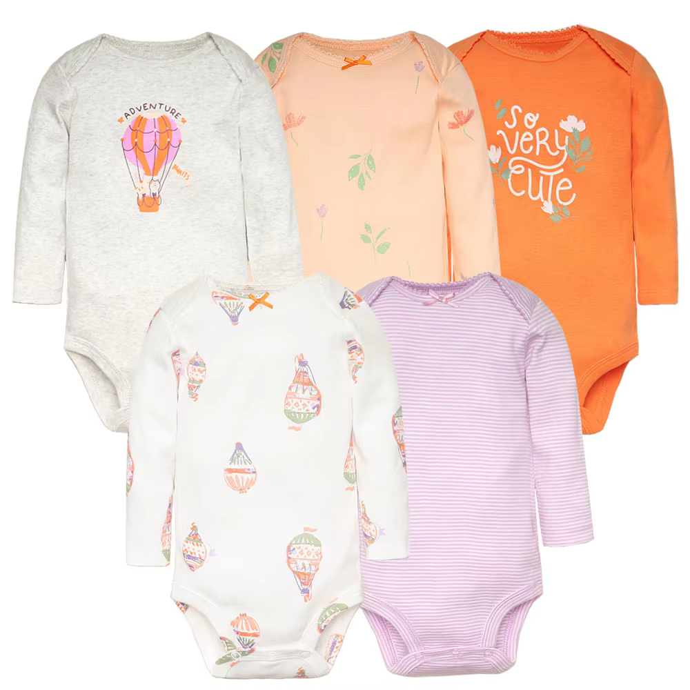 2025 Spring Autumn Toddler Baby Boys Girls Bodysuit 5 PCS Long Sleeve Cotton Infant Jumpsuit Cartoon Newborn Clothes