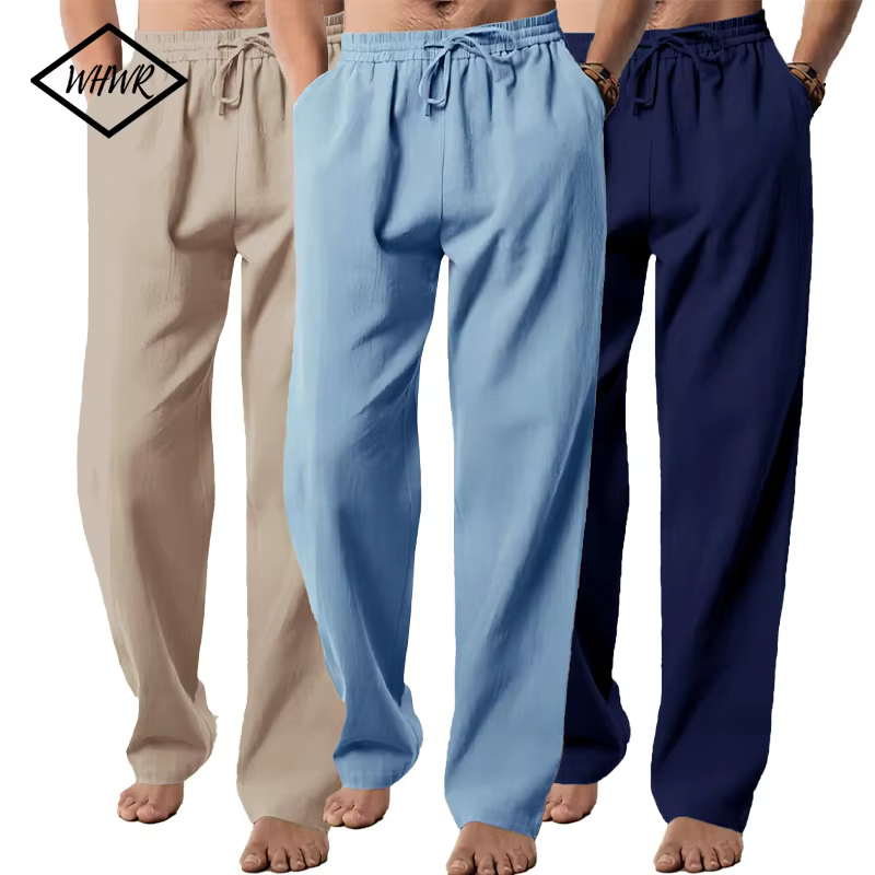 Herbst/Frühling Europäische und Amerikanische männer Casual Atmungsaktive Baumwolle Leinen Lose Beiläufige Hosen Outdoor Strand Wandern Sport Hosen