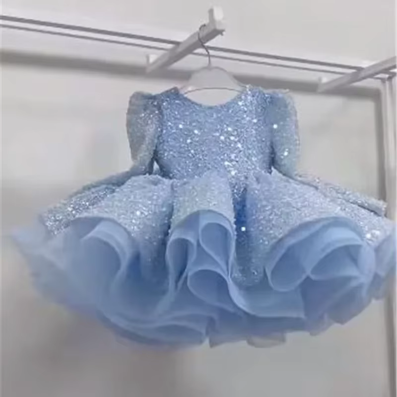 0-12years old fashionable lace fluffy dress carnival birthday party performance costum Girl's sequin  princess dress