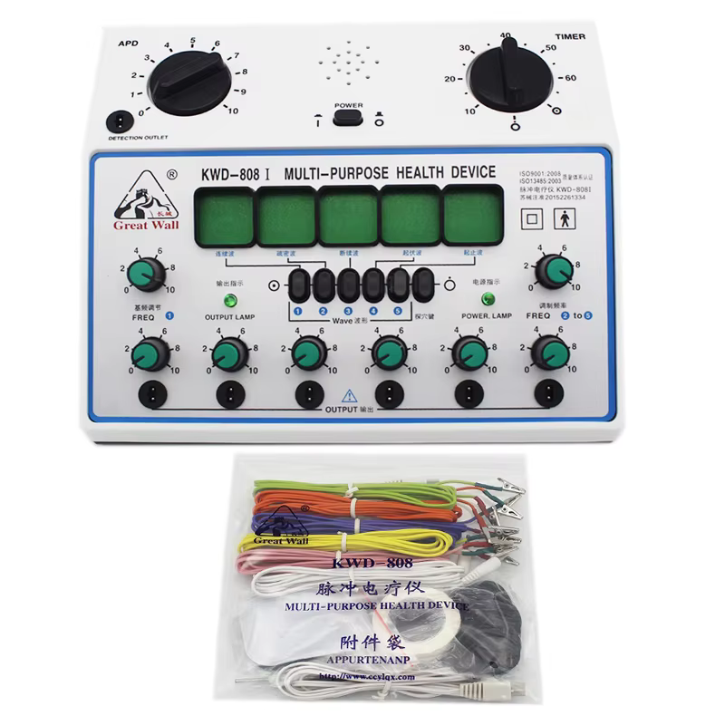 Máquina estimuladora de acupuntura elétrica estimulador muscular nervoso elétrico 6 canais saída remendo massageador cuidados de saúde KWD808-I