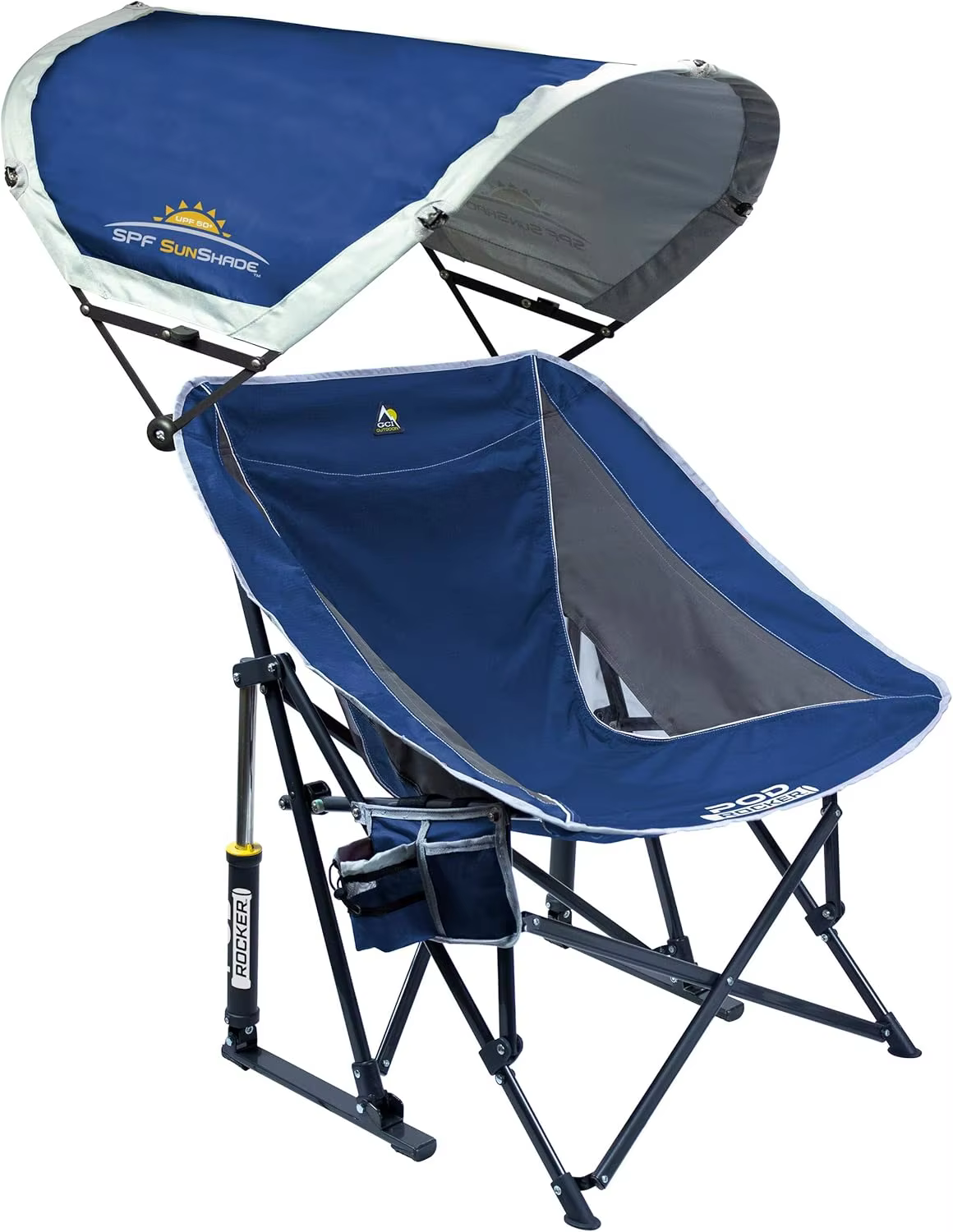 Outdoor Rocking Chair with SunShade Canopy Portable Folding Rocker for Camping Sports Lawn