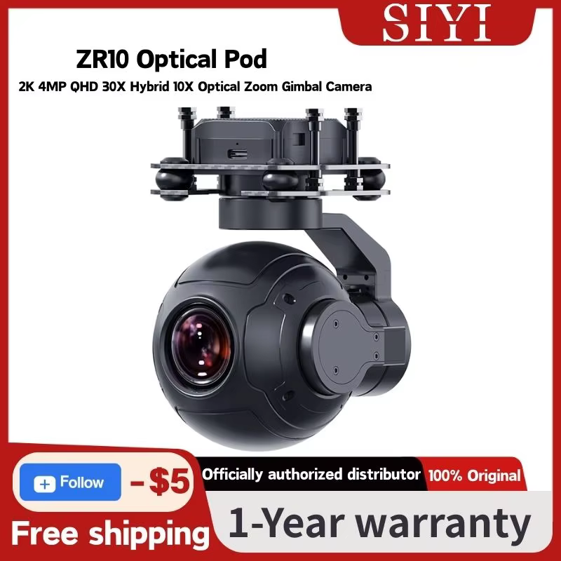 SIYI ZR10 2K 4MP QHD 30X Hybrid 10X Optical Zoom Gimbal Camera 1/2.7" CMOS HDR Starlight Night Vision 3-Axis Stabilizer UGV USV