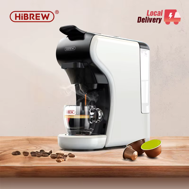 HiBREW 4 in 1 Multiple Capsule Coffee Maker Full Automatic With Hot & Cold Milk Foaming Machine Frother & Plastic Tray Set