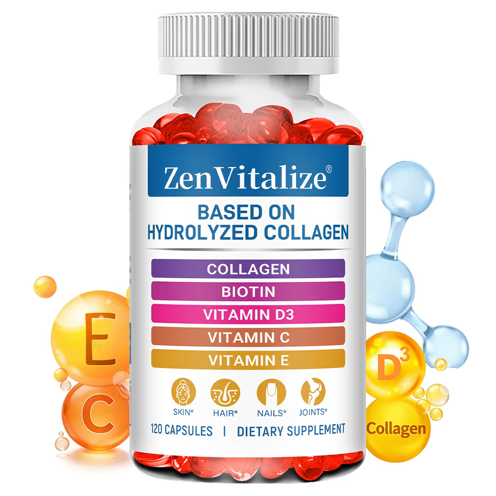 Hydrolyzed Collagen Capsules with Biotin, Vitamin C, D3, for Women & Men, Hair, Skin, Nail, & Joint Support Supplement, Non-GMO
