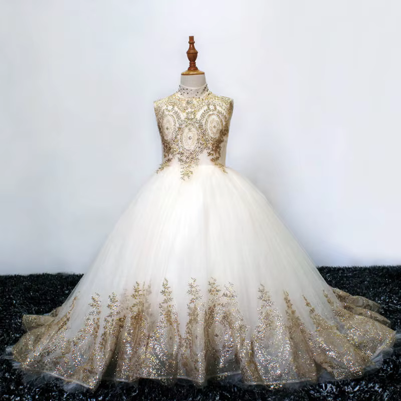 Girls' Autumn and Winter Fashion Dresses, Evening Dresses, Birthday Dresses, Catwalk Flower Girl Dresses, Oversized Trailing Beautiful Princess Dresses