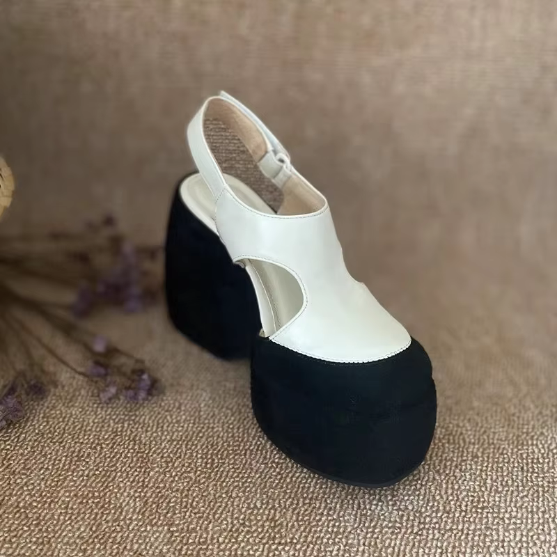 Krazing Pot Cow Leather Superstar High Thick Bottom Summer Shoe Casual Increase Luxury Party Modern Brand Platform Women Sandals