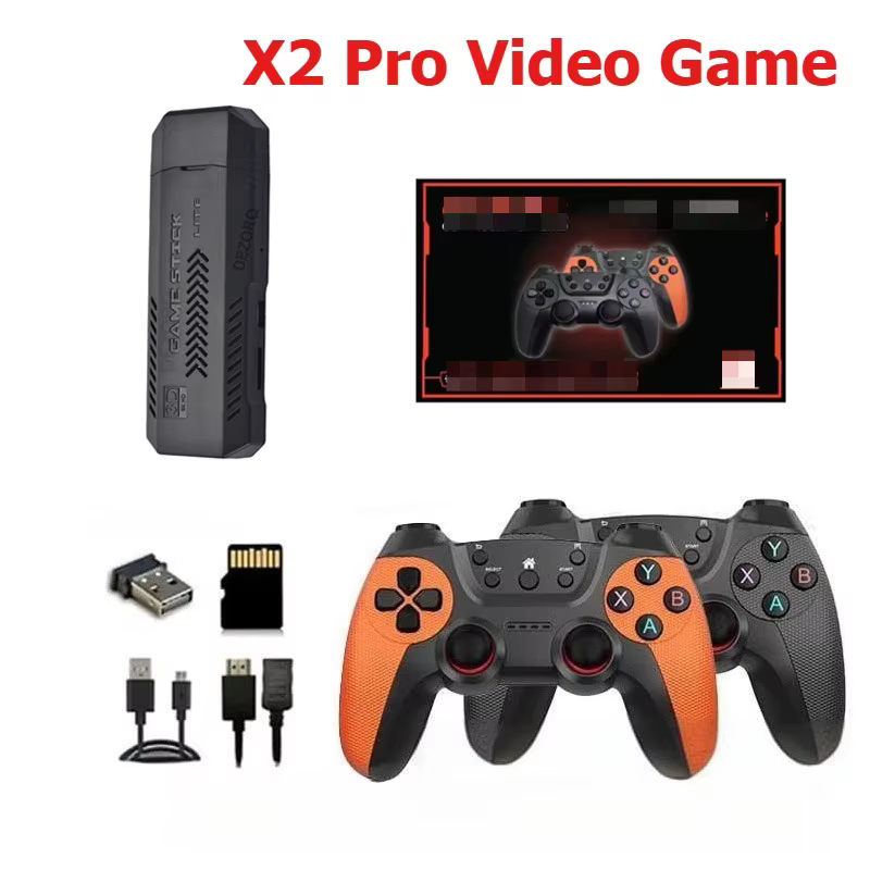 X2 Pro Retro Video Game Console 2.4G Wireless Dual Game Controller TV Game Stick  64G/128G Two Player Gaming Console