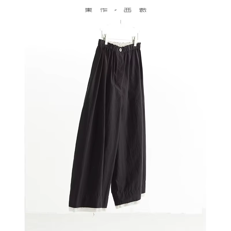 Color-Blocked Wide-Leg Pants, Cropped Pants for Women, Loose Plus-Size Pants, New Arrivals for Spring/Summer 2026