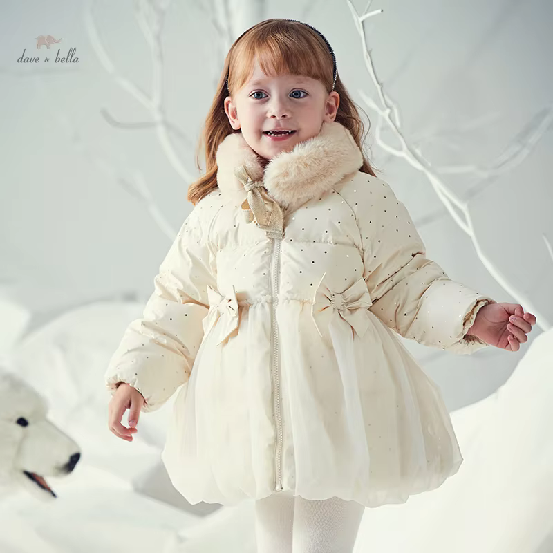 Dave Bella Children Girls Down Jacket Winter New Fashion Casual Padding Coat Noble Sweet Outerwear Party Outdoor DB4238146